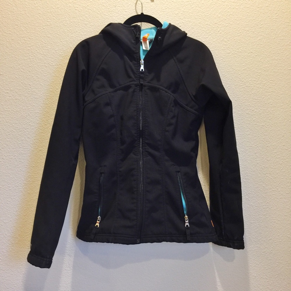 Lucy | black with teal lining soft shell jacket
